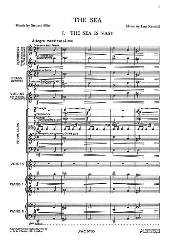 The Sea Score And Parts de Iain Kendell, Partition + parties pour ensemble de chambre