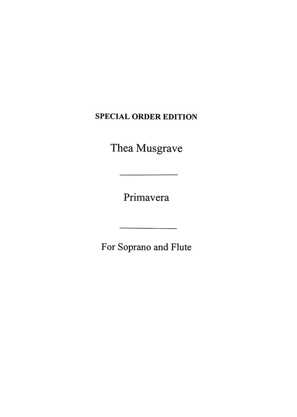 Primavera de Thea Musgrave, Livre pour voix de soprano et Flûte