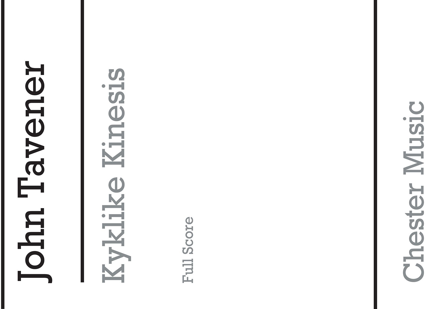 Kyklike Kinesis de John Tavener, Livre pour violoncelle et Soprano et SATB et Ensemble de chambre