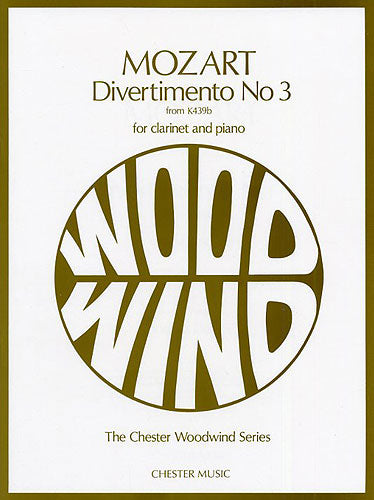 Divertimento No.3 KV439B de Wolfgang Amadeus Mozart, Livre pour clarinette et Piano