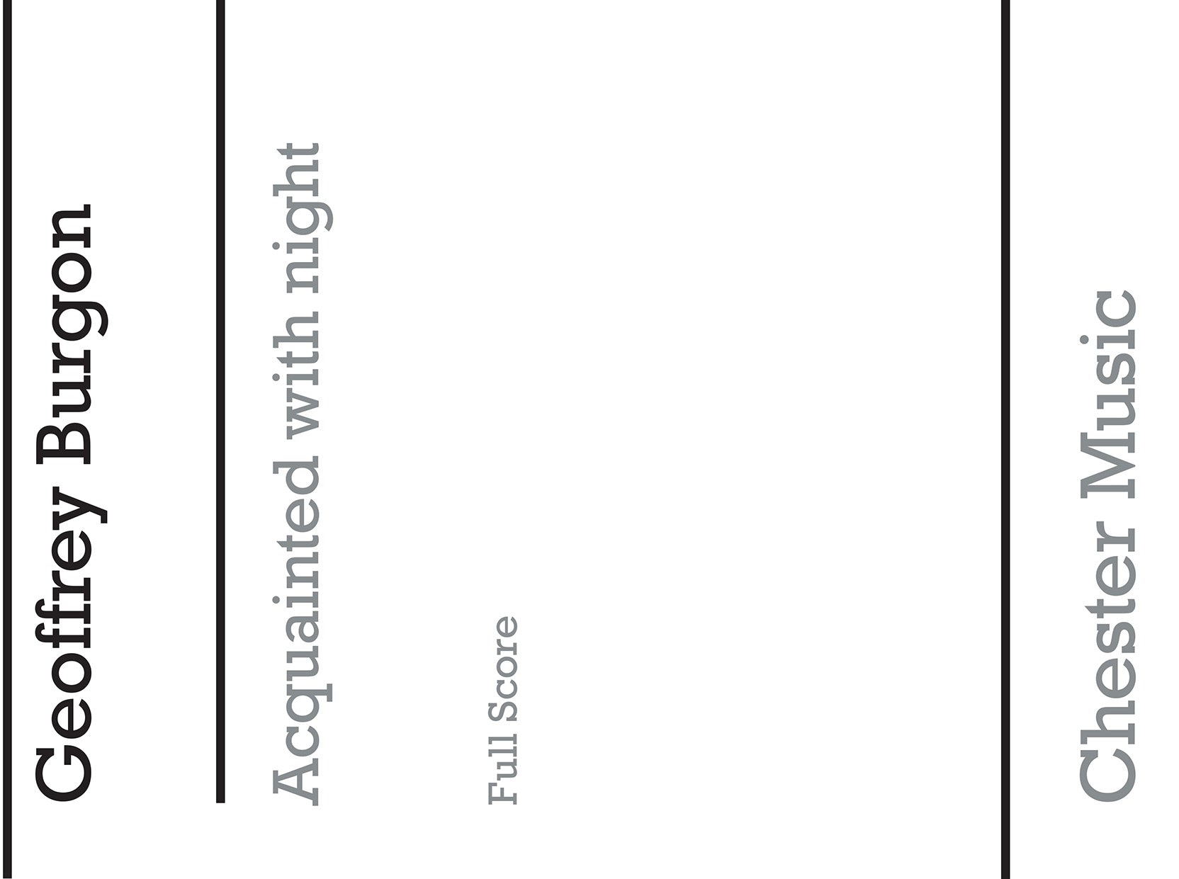 Acquainted With Night de Geoffrey Burgon, Livre pour orchestre