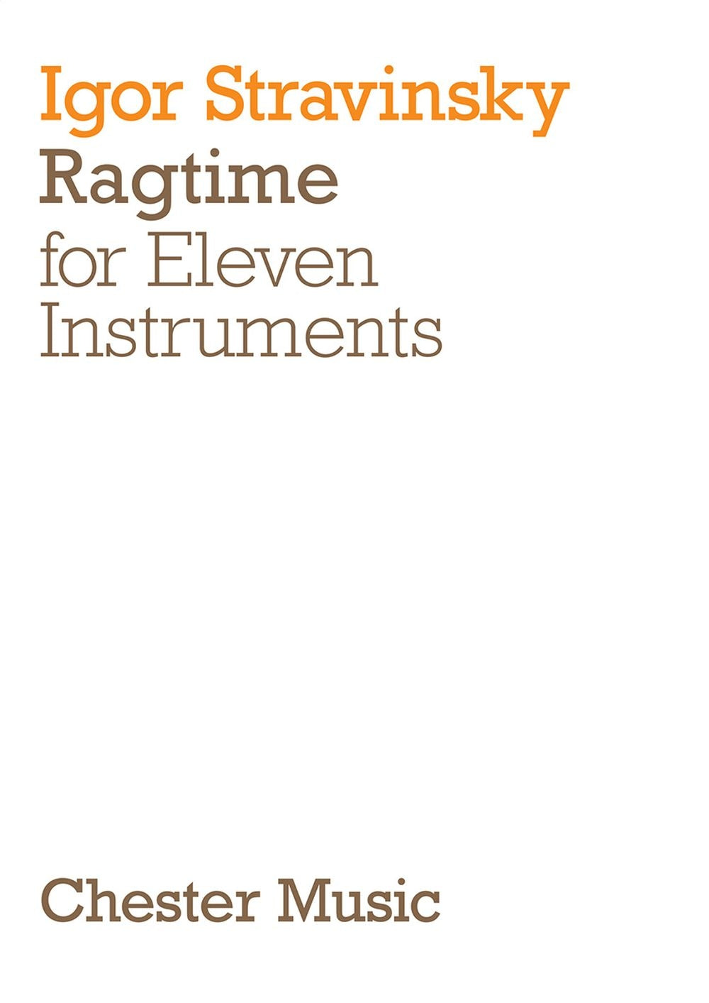 Ragtime For Eleven Instruments de Igor Stravinsky, Livre pour ensemble de chambre
