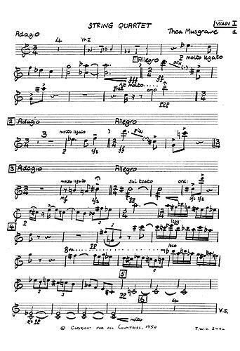 String Quartet (Parts) de Thea Musgrave, Livre pour quatuor à cordes