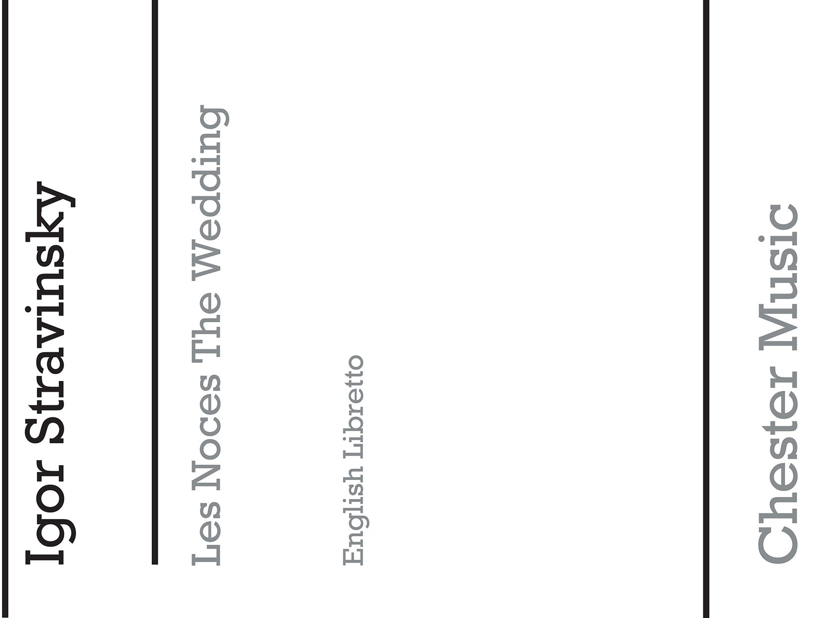 Les Noces (English Libretto) de Igor Stravinsky, Livre pour libretto