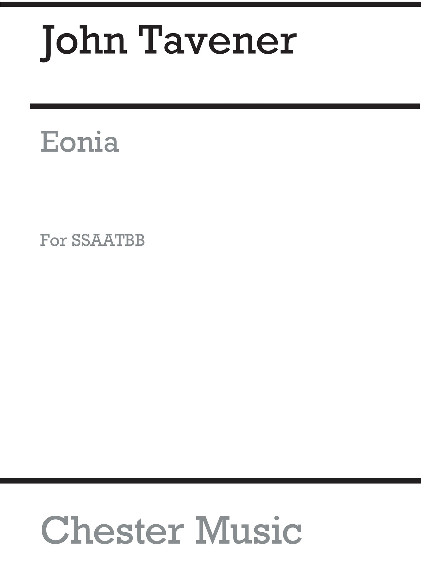 Eonia de John Tavener, Partition chorale pour sATB