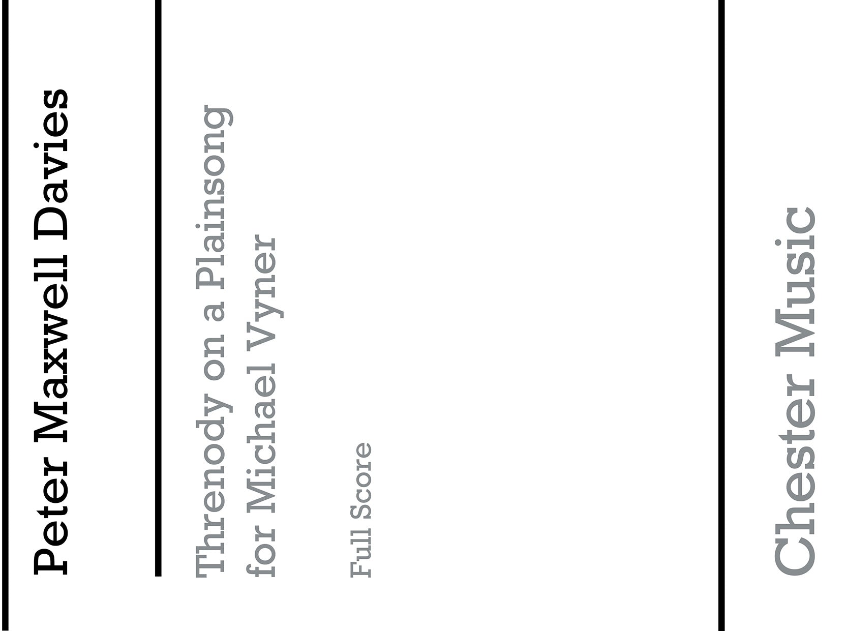 Threnody On A Plainsong For Michael Vyner de Peter Maxwell Davies, Livre pour orchestre