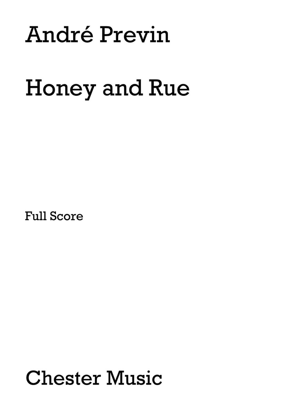 Honey And Rue (Full Score) de André Previn, Partition pour orchestre