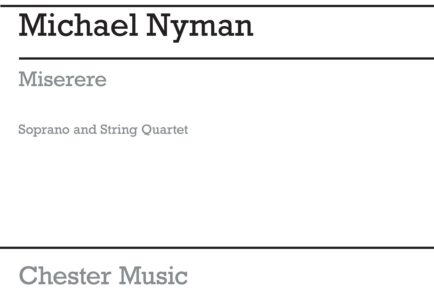 Miserere de Michael Nyman, Livre pour voix de soprano et Ensemble à cordes