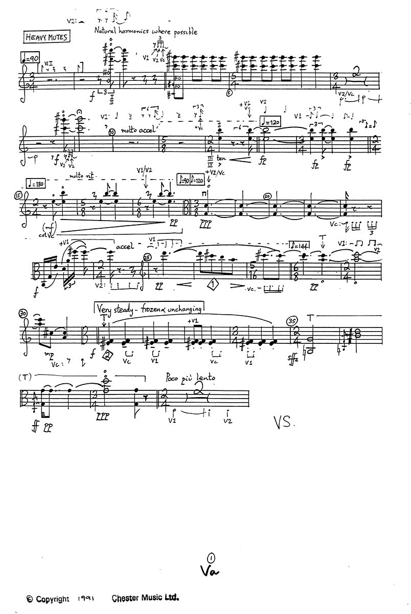 String Quartet No1 (Set of Parts) de Benedict Mason, Livre pour quatuor à cordes