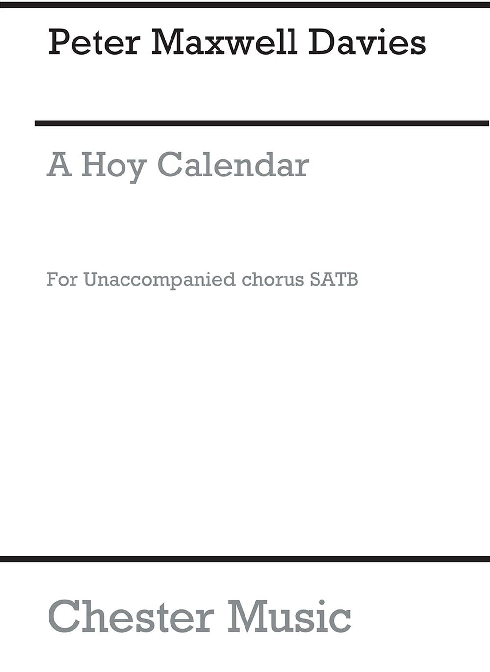 A Hoy Calendar de Peter Maxwell Davies, Partition chorale pour sATB et Piano