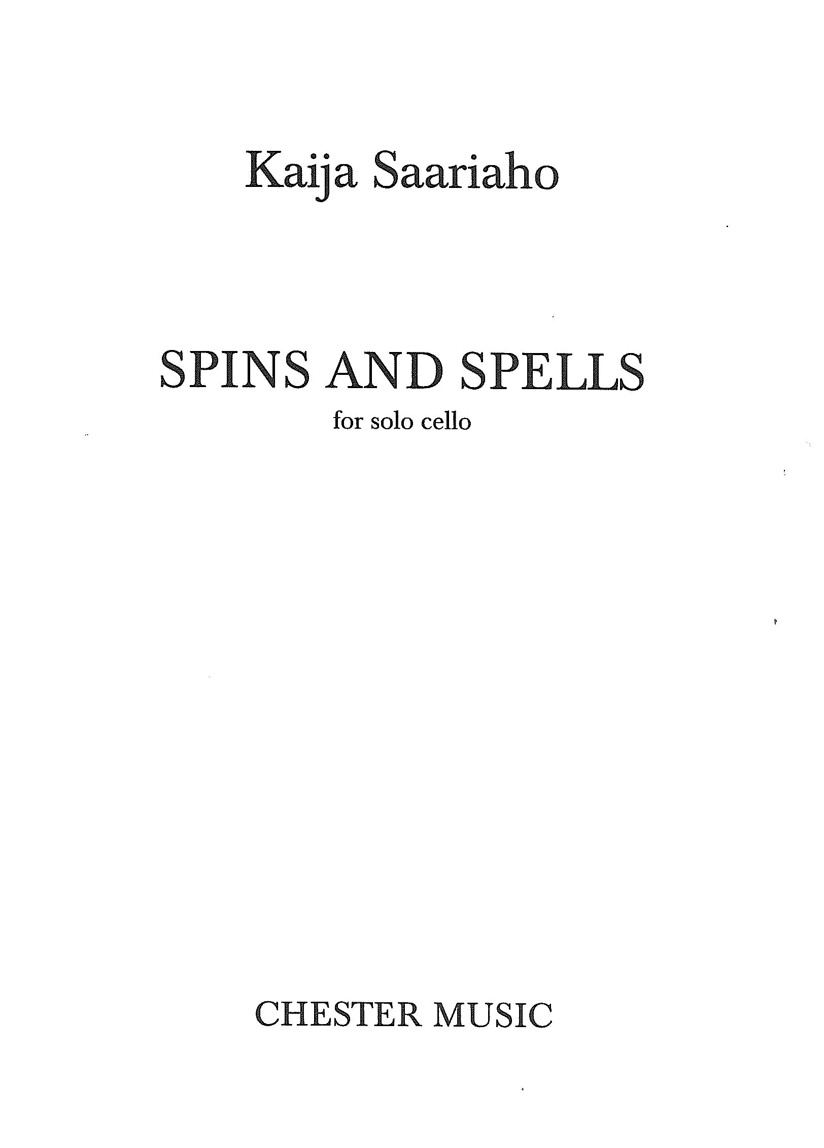 Spins And Spells de Kaija Saariaho, Livre pour violoncelle