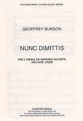 Nunc Dimittis de Geoffrey Burgon, Partition chorale pour voix de soprano et SATB