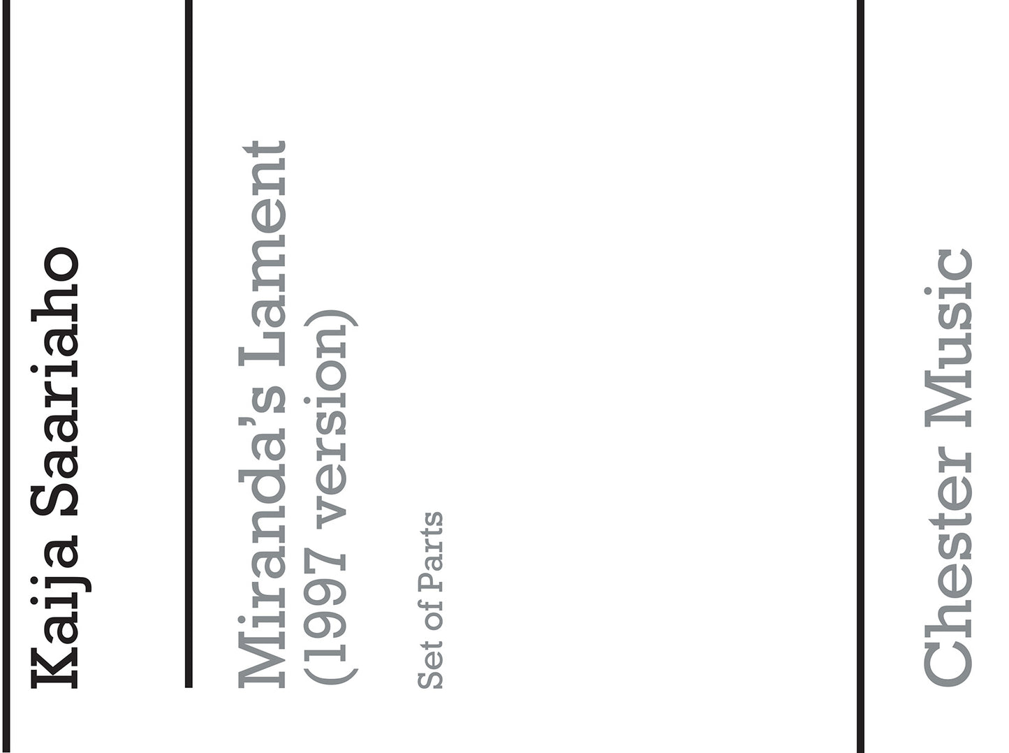 Miranda's Lament 1997 (Parts) de Kaija Saariaho, Livre pour soprano et Clarinette et Harpe et Violon et Contrebasse