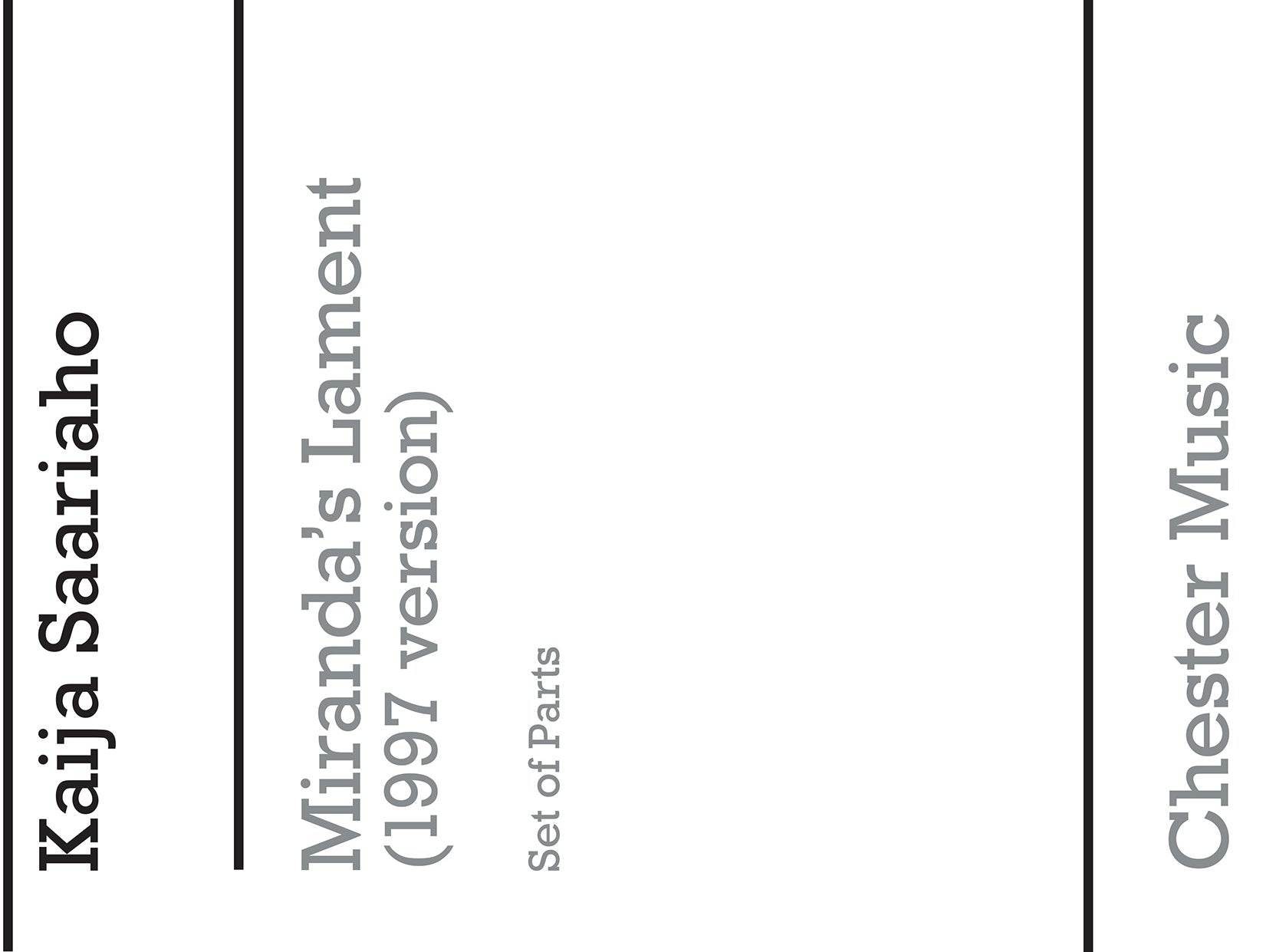 Miranda's Lament 1997 (Parts) de Kaija Saariaho, Livre pour soprano et Clarinette et Harpe et Violon et Contrebasse