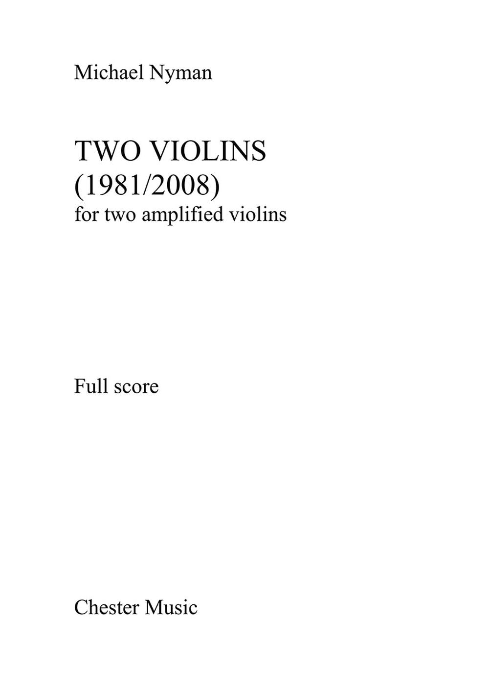 Two Violins de Michael Nyman, Livre pour duo de violons