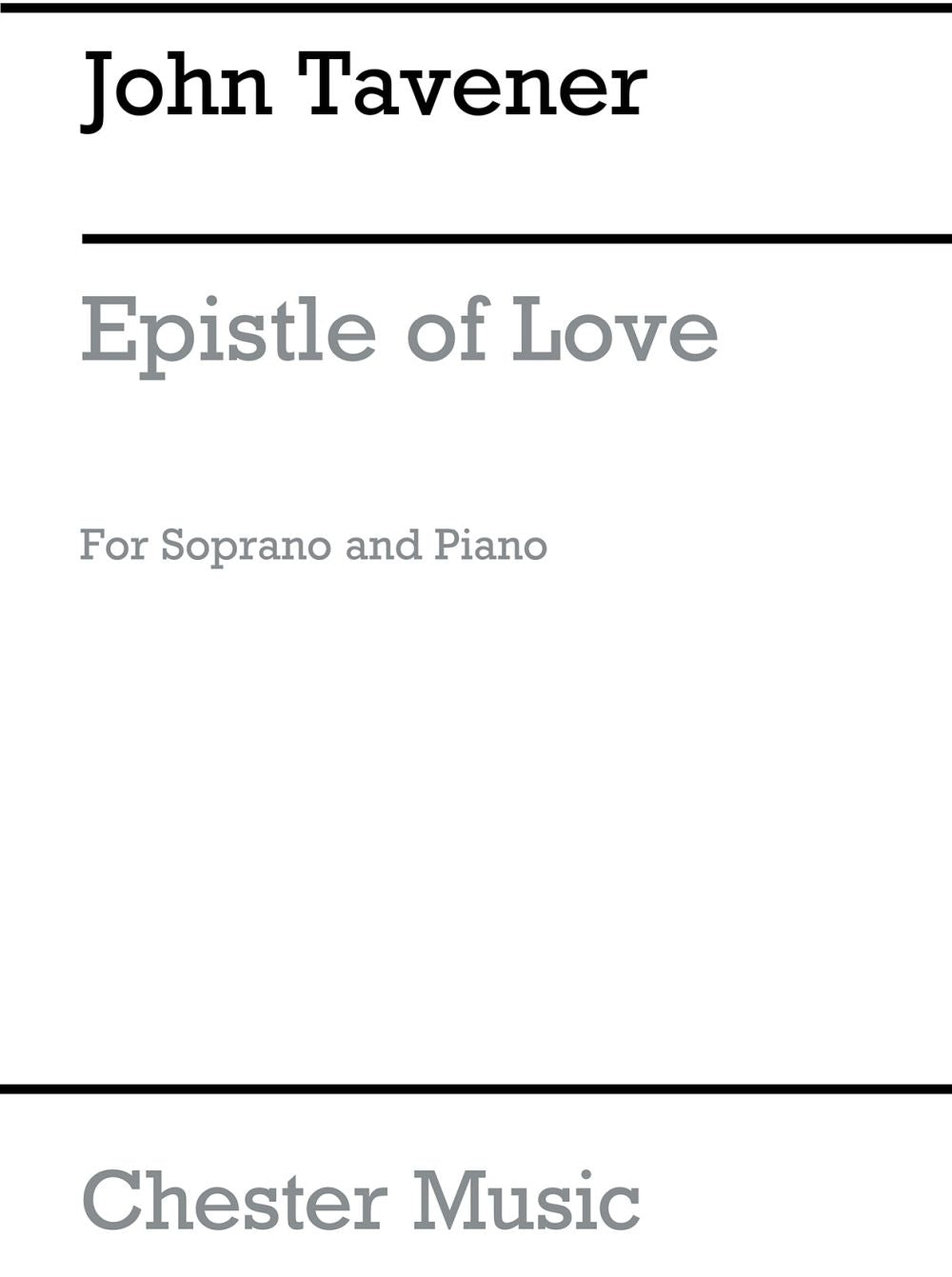 Epistle Of Love de John Tavener, Livre pour voix de soprano et Piano