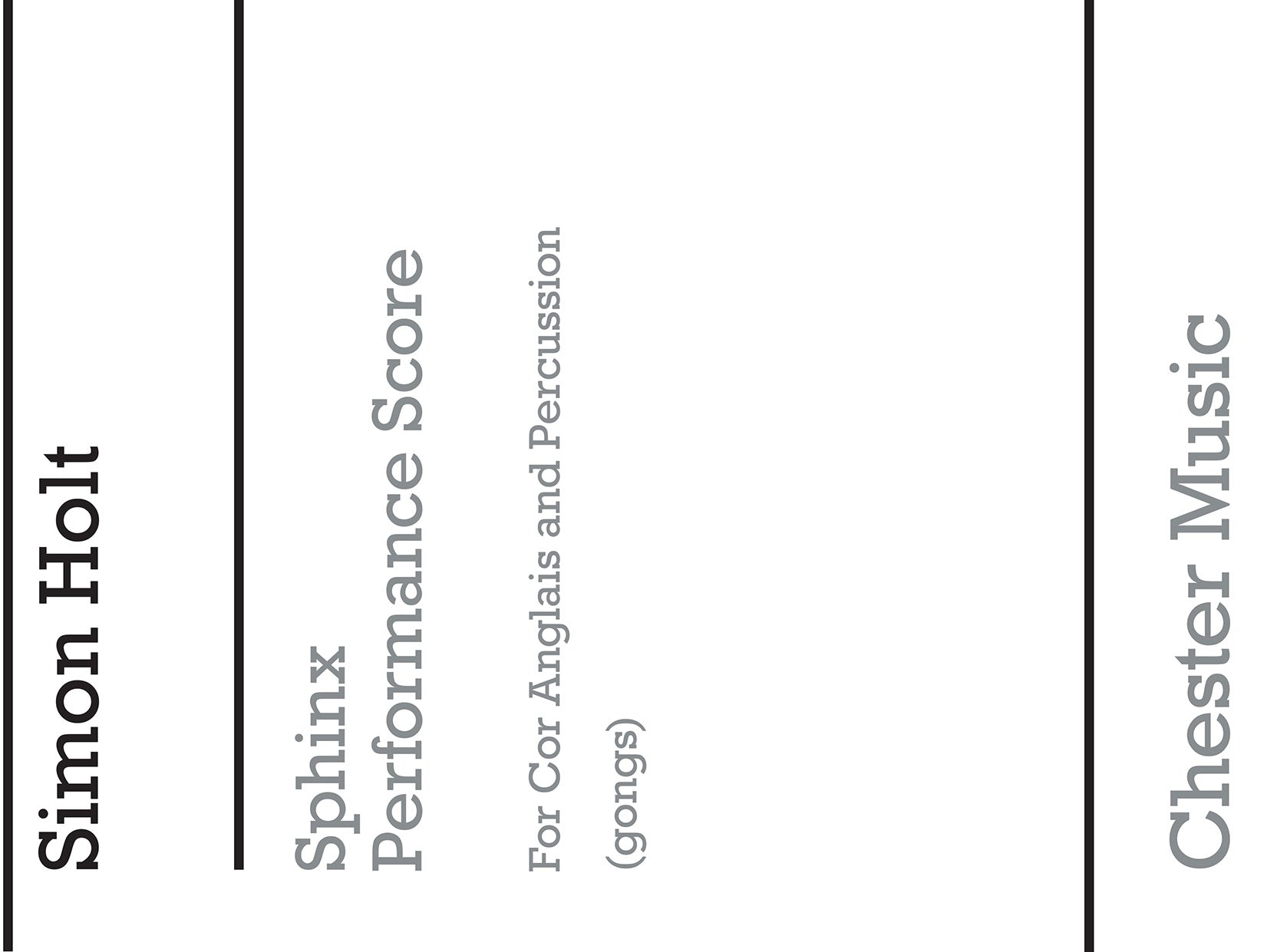 Sphinx for Cor Anglais and Gongs de Simon Holt, Livre pour cor anglais et Percussion