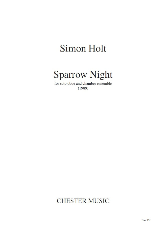 Sparrow Night Score de Simon Holt, Partition pour ensemble de chambre et Hautbois solo