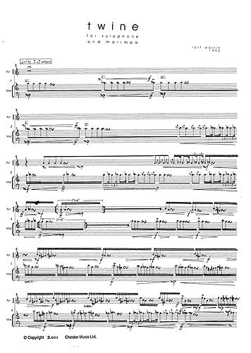 Twine de Rolf Wallin, Livre pour percussion et Marimba