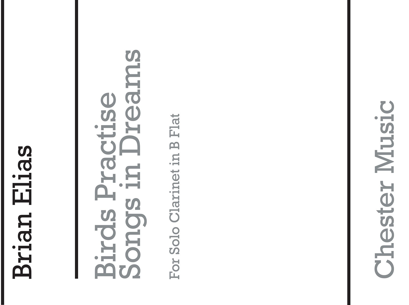 Birds Practise Songs In Dreams de Brian Elias, Livre pour clarinette