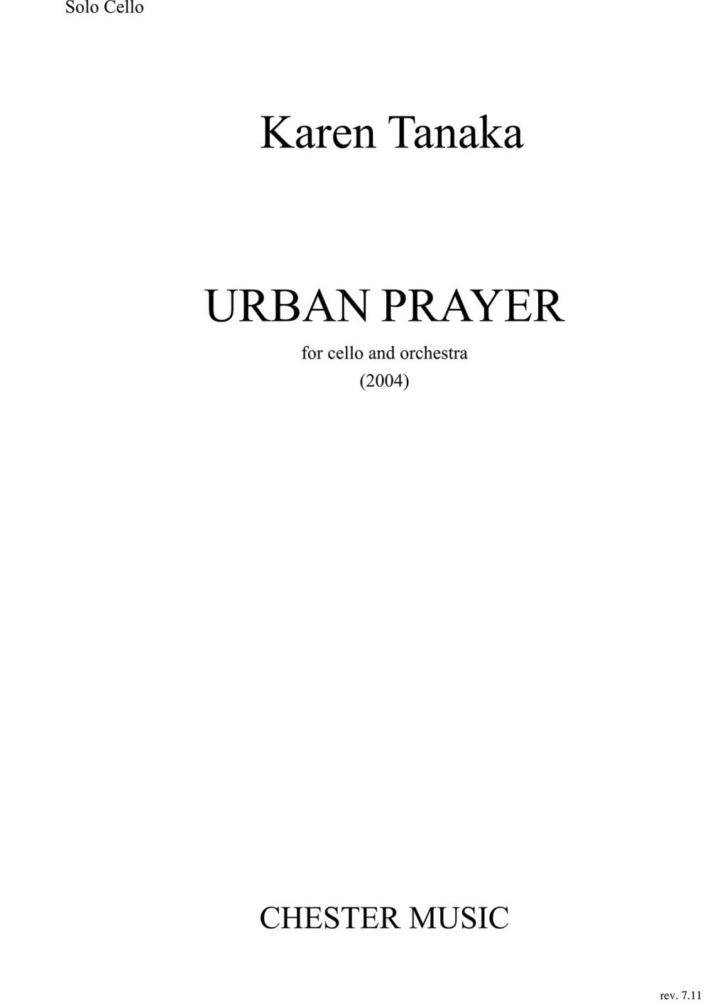 Urban Prayer (Cello Part) de Karen Tanaka, Livre pour violoncelle