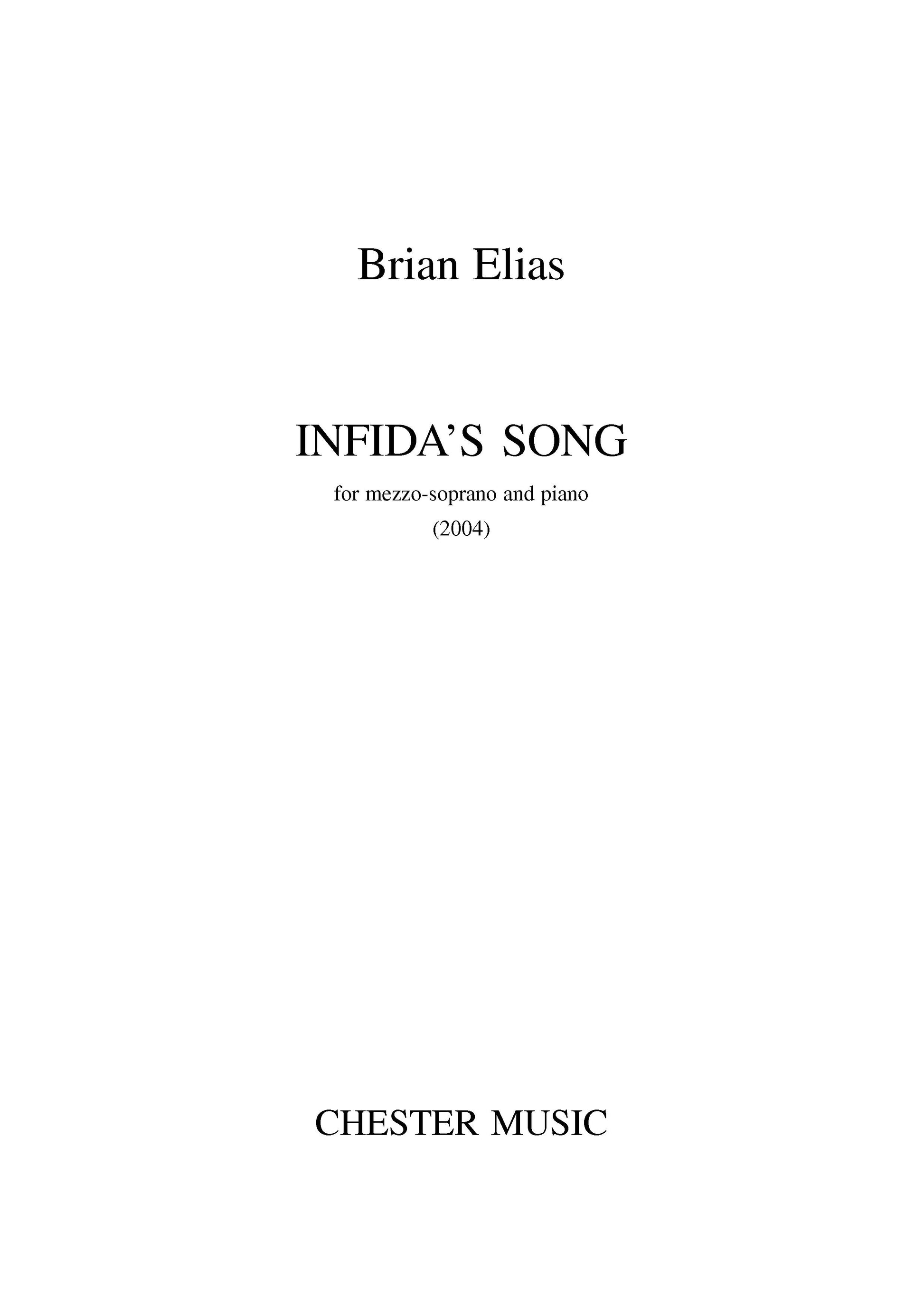 Infidas Song de Brian Elias, Livre pour voix de mezzo-soprano et Piano