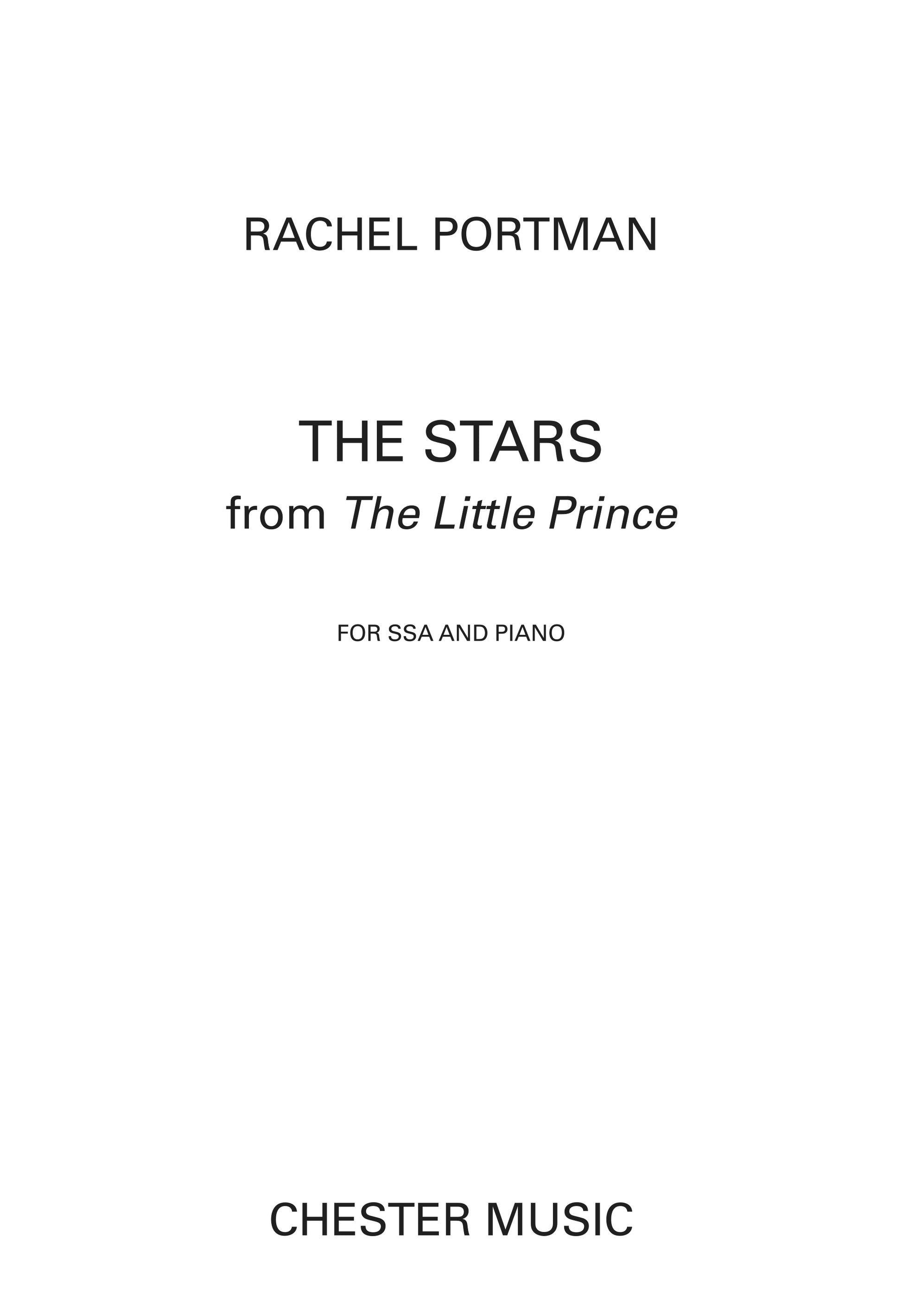 The Stars (The Little Prince) de Rachel Portman, Partition chorale pour sSA and Piano