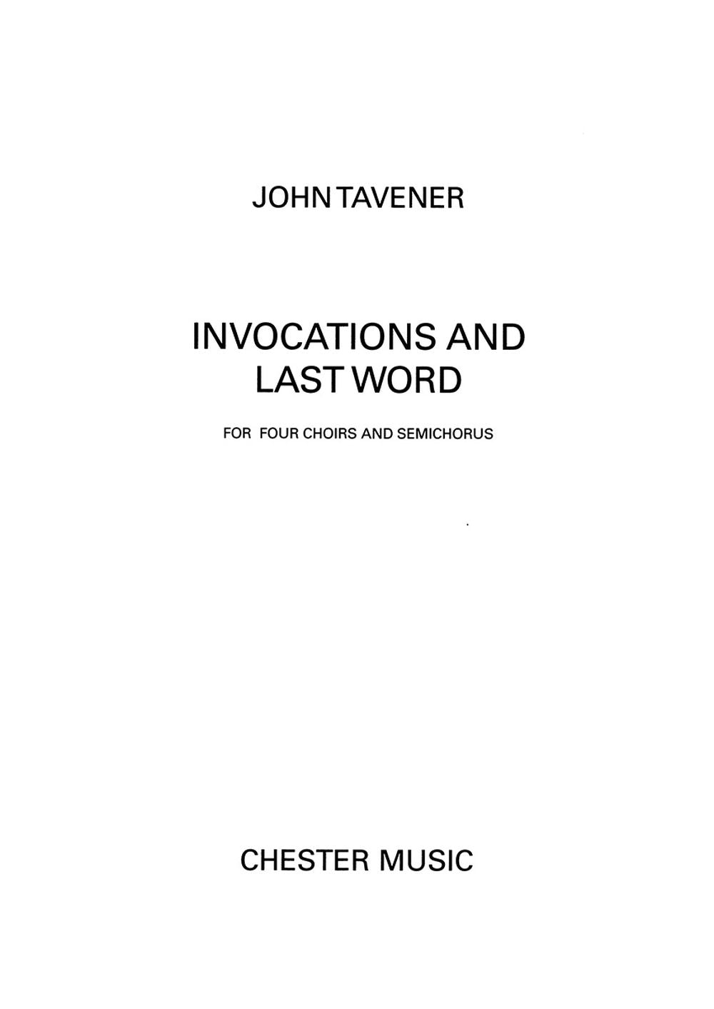 Invocations And Last Word de John Tavener, Livre pour sATB