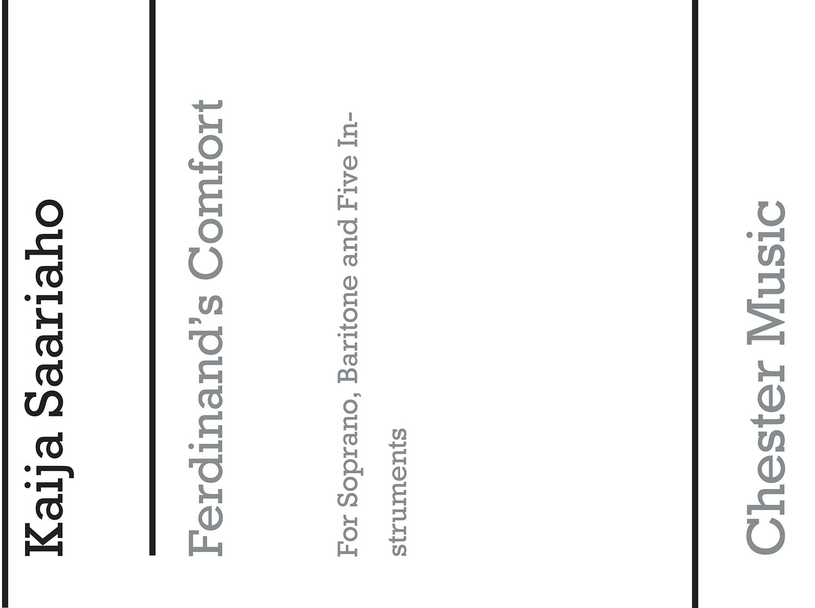 Ferdinand's Comfort de Kaija Saariaho, Partition pour ensemble de chambre