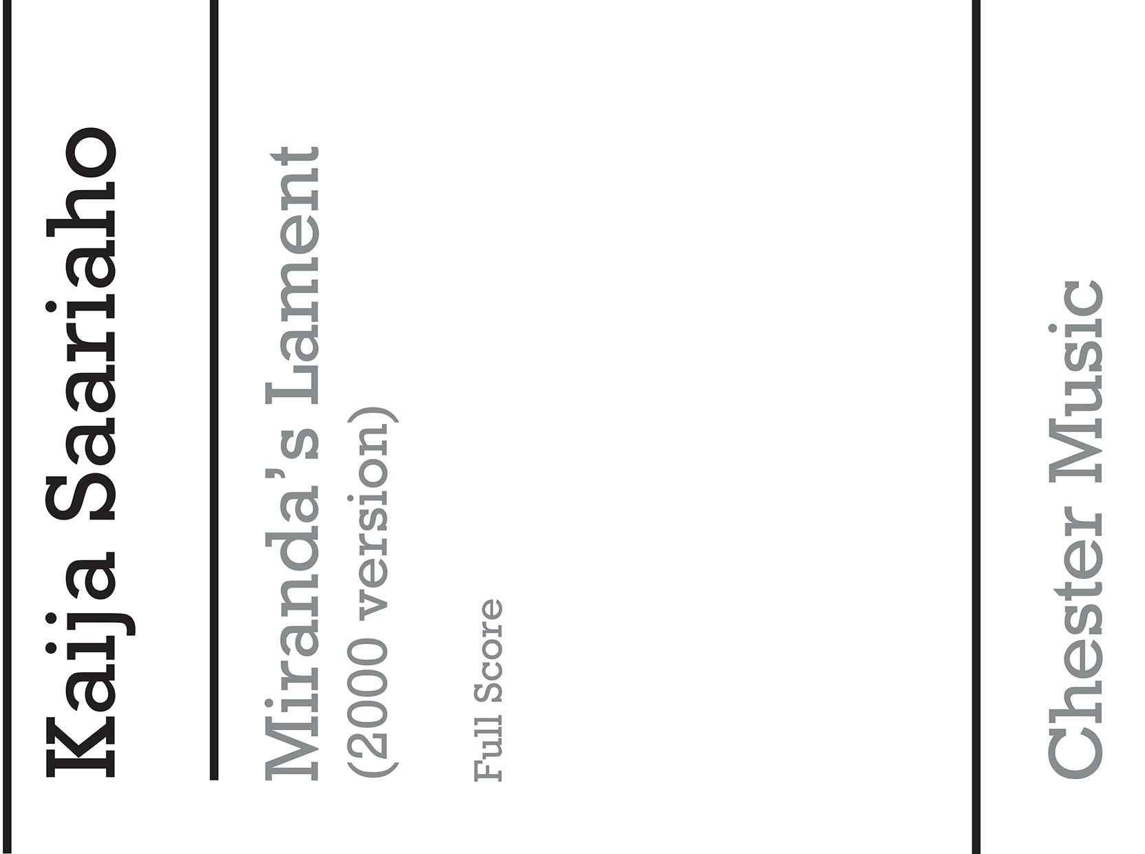 Miranda's Lament 2000 (Score/Vocal Score) de Kaija Saariaho, Partition pour ensemble de chambre