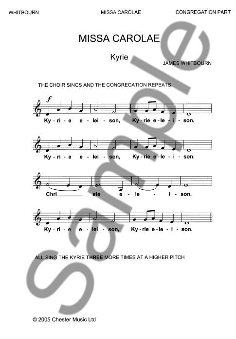 Missa Carolae (Congregation Part) Pack Of 50 de James Whitbourn, Livre pour unison Choir