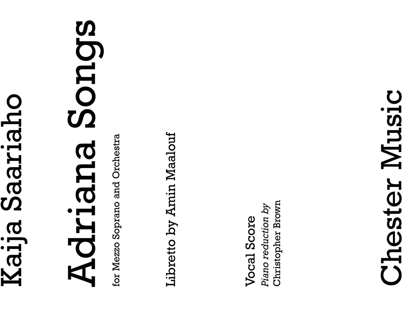Adriana Songs de Kaija Saariaho, Livre pour voix de mezzo-soprano et Piano