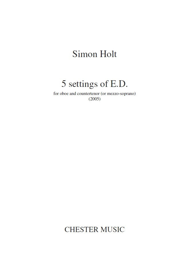 5 Settings Of E.D. de Simon Holt, Livre pour contre-ténor et Hautbois