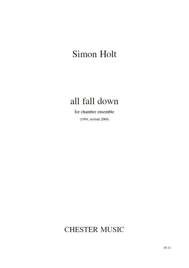 All Fall Down de Simon Holt, Partition d'étude pour clarinette et Cor et Violon et Alto et Violoncelle et Piano