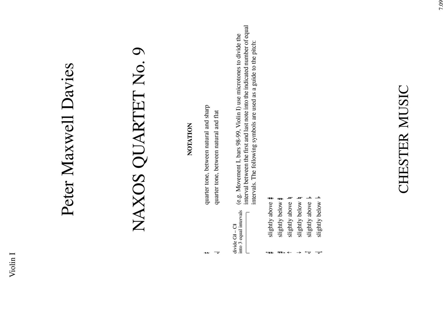 Naxos Quartet No.9 (Parts) de Peter Maxwell Davies, Livre pour quatuor à cordes
