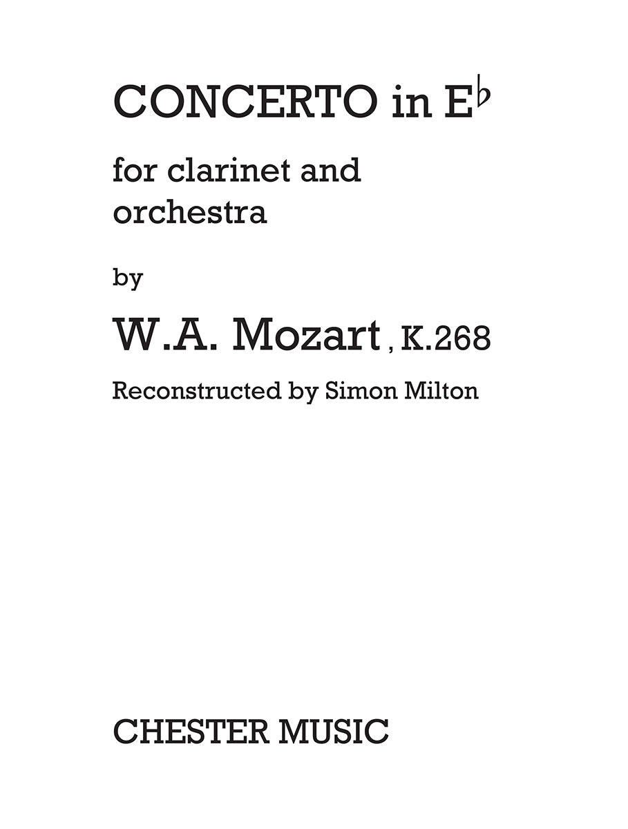 Concerto in Eb (Clarinet/Piano) de Wolfgang Amadeus Mozart, Livre pour clarinette et Piano