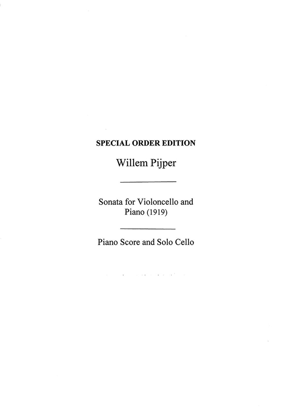 Sonata For Cello And Piano de Willem Pijper, Livre pour violoncelle et Piano