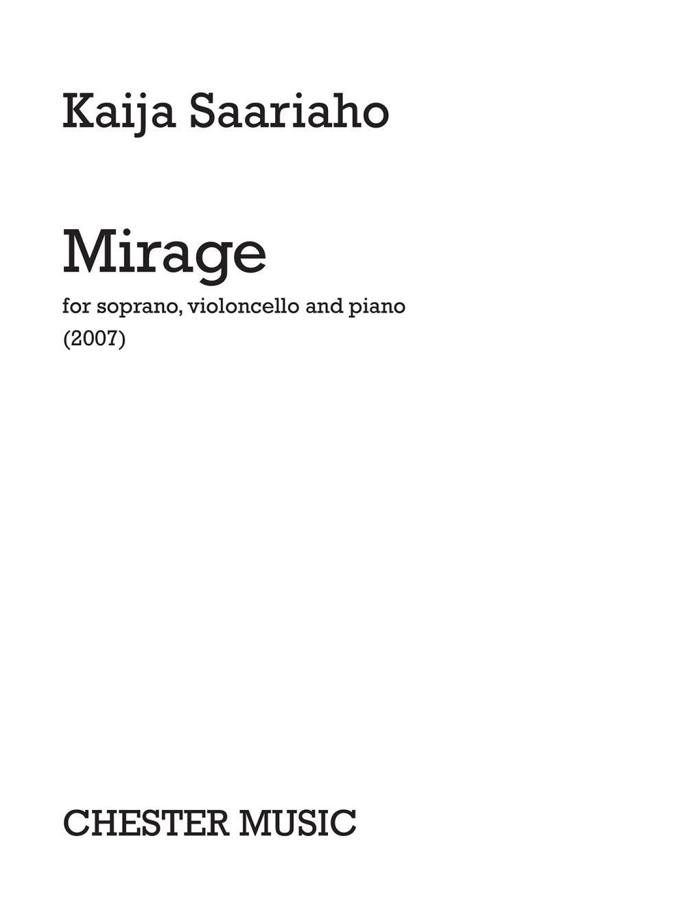 Mirage de Kaija Saariaho, Livre pour soprano et Violoncelle et Piano
