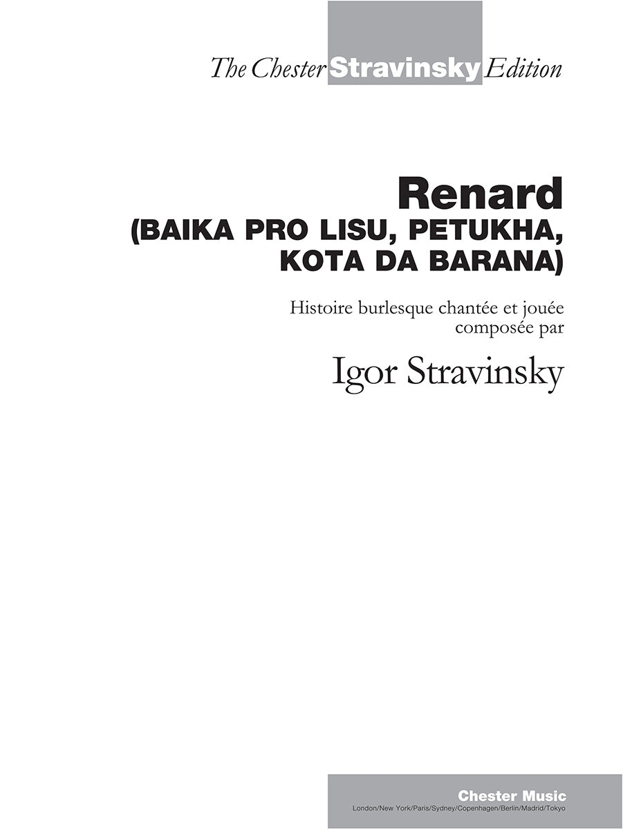 Renard de Igor Stravinsky, Livre pour voix