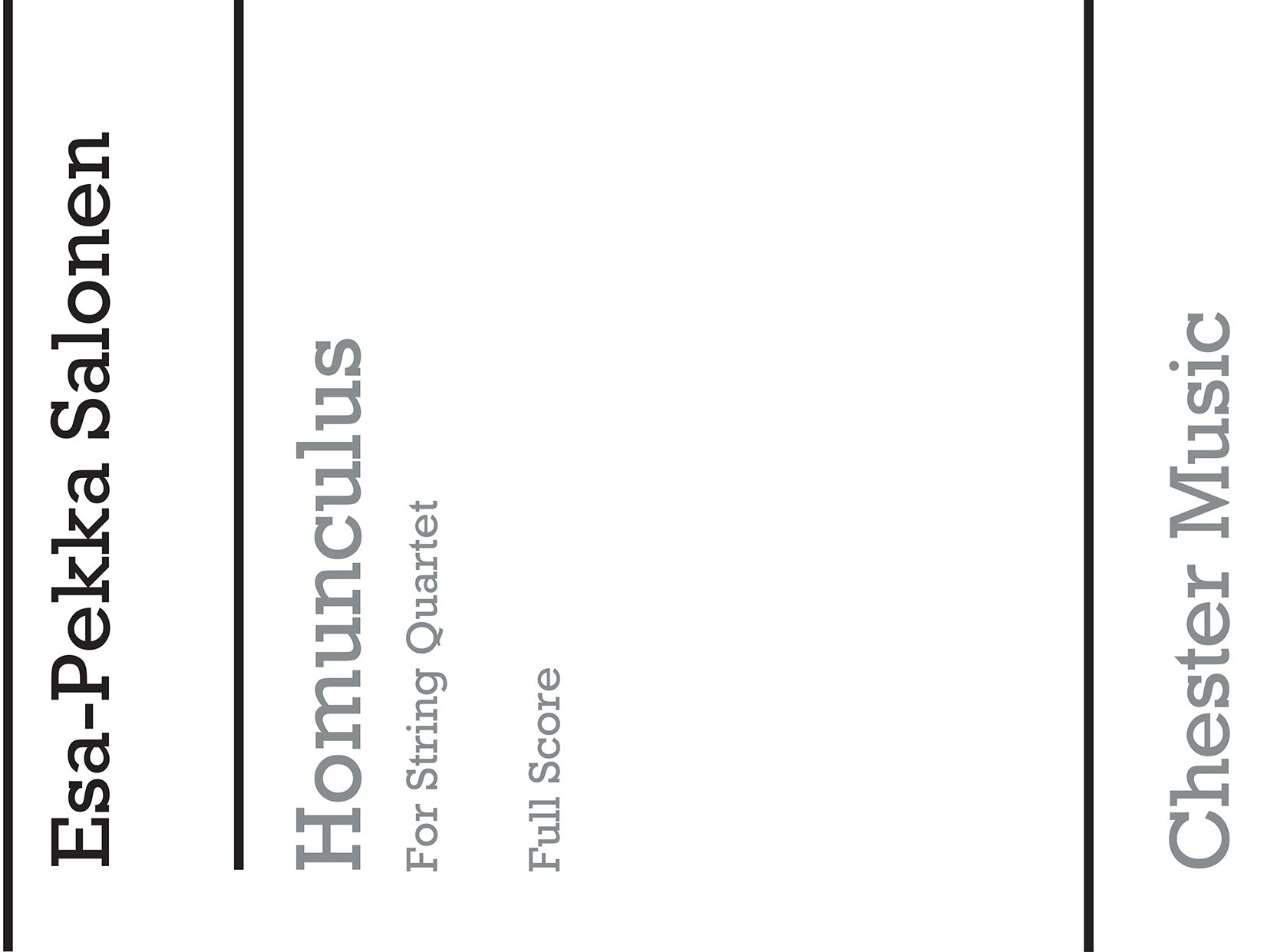 Homunculus de Esa-Pekka Salonen, Livre pour quatuor à cordes