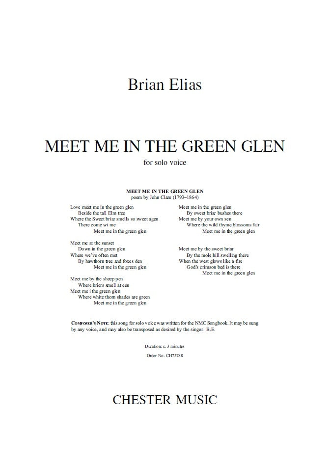 Meet Me In The Green Glen de Brian Elias, Livre pour voix