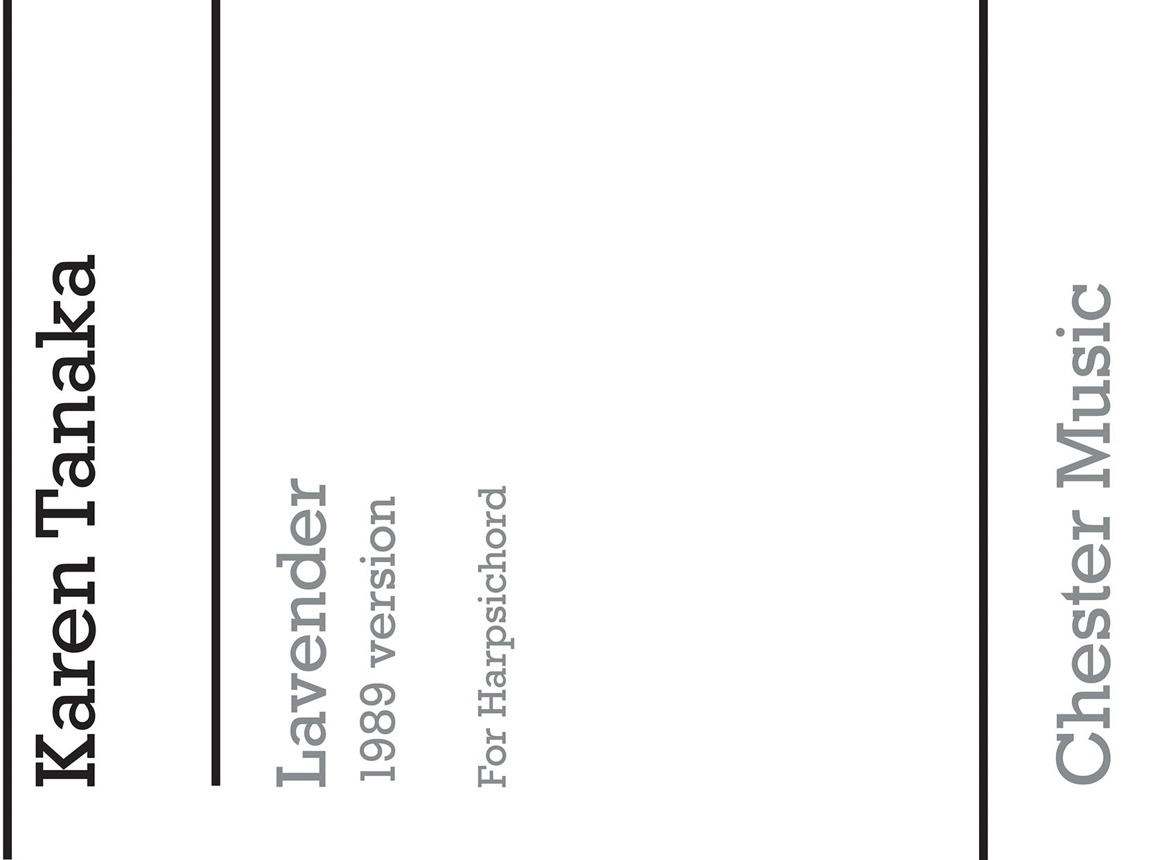 Lavender (1989 Version) de Karen Tanaka, Livre pour clavecin
