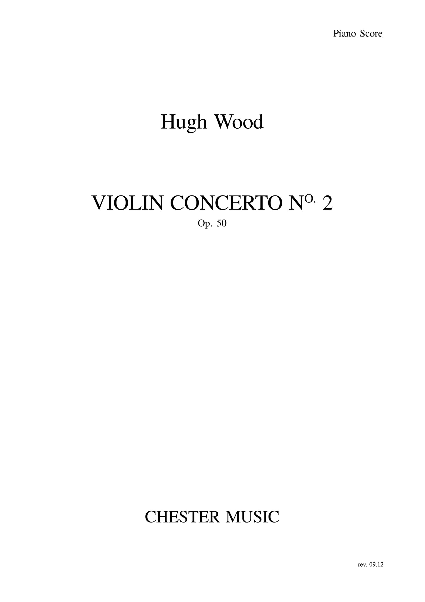 Violin Concerto No.2 Op.50 (Violin/Piano) de Hugh Wood, Livre pour violon et Piano