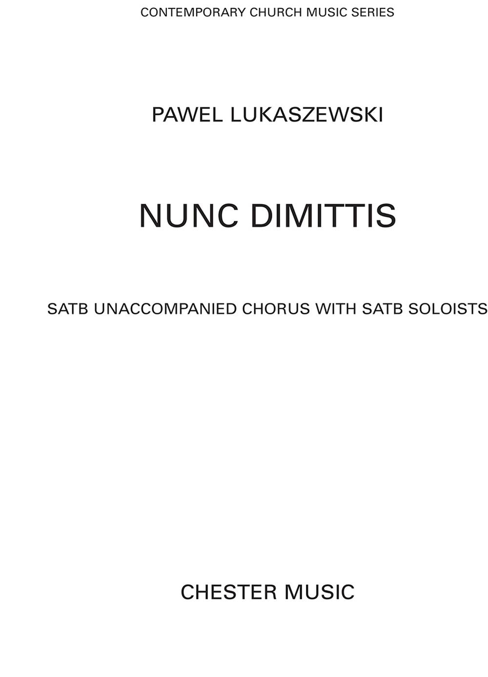 Nunc Dimittis de Paweł Łukaszewski, Partition chorale pour sATB et Piano