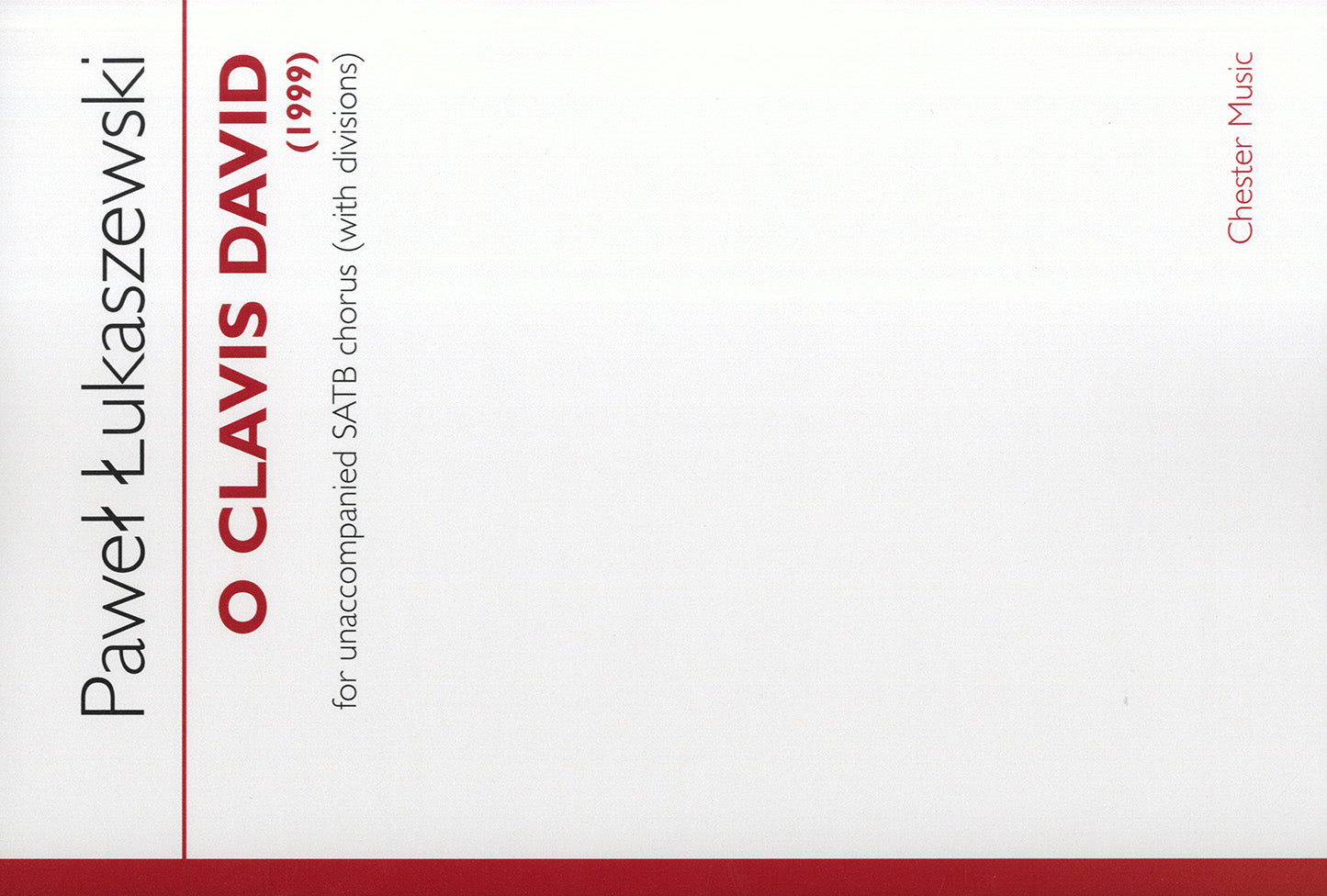 O Clavis David de Paweł Łukaszewski, Partition chorale pour sATB