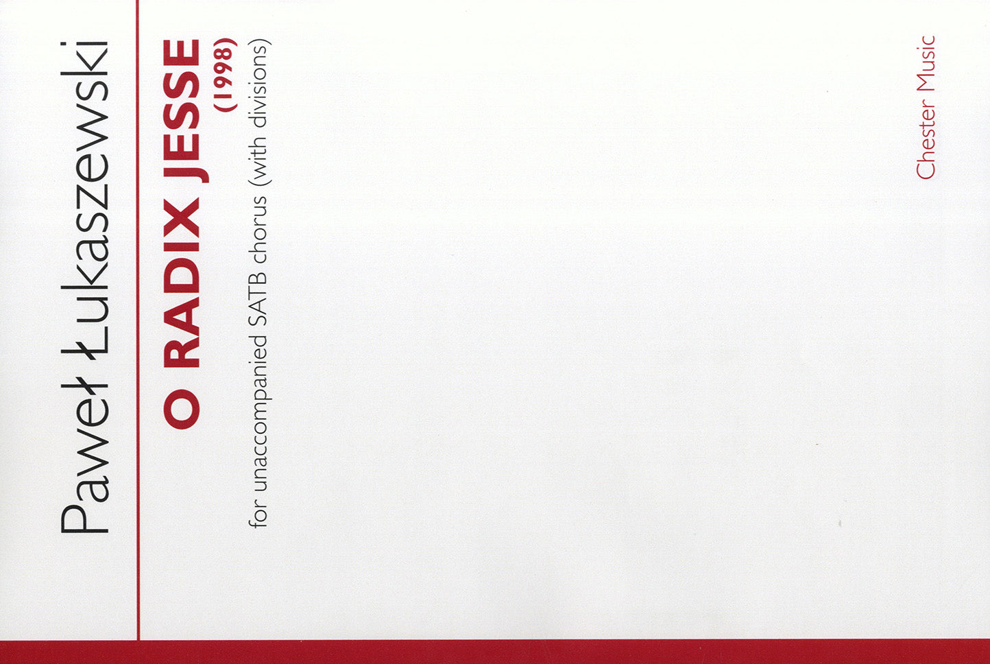 O Radix Jesse de Paweł Łukaszewski, Partition chorale pour sATB