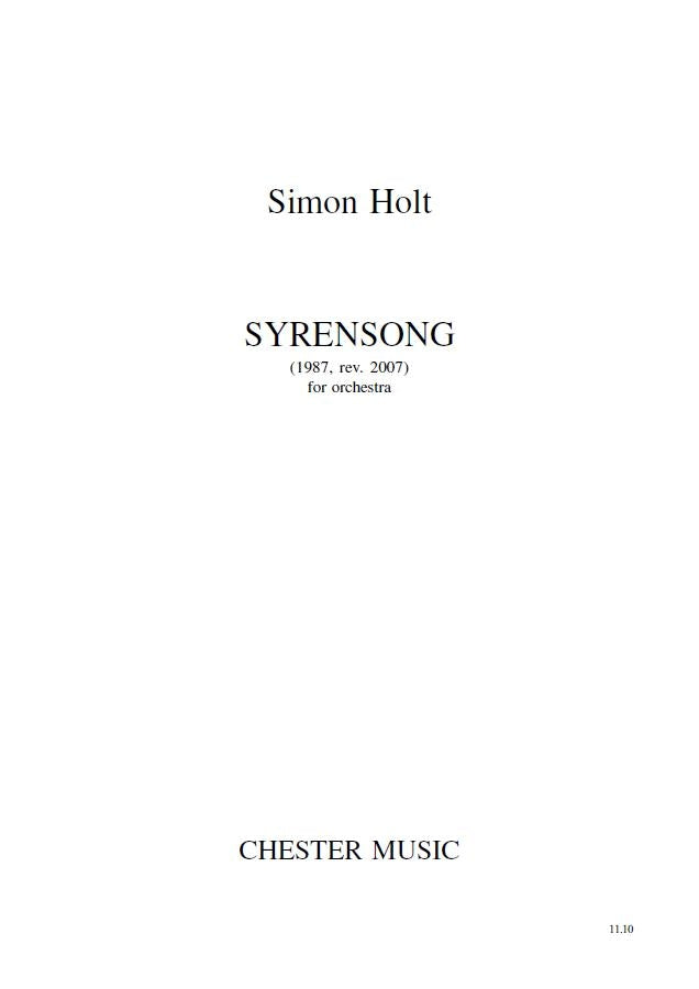 Syrensong de Simon Holt, Partition d'étude pour orchestre