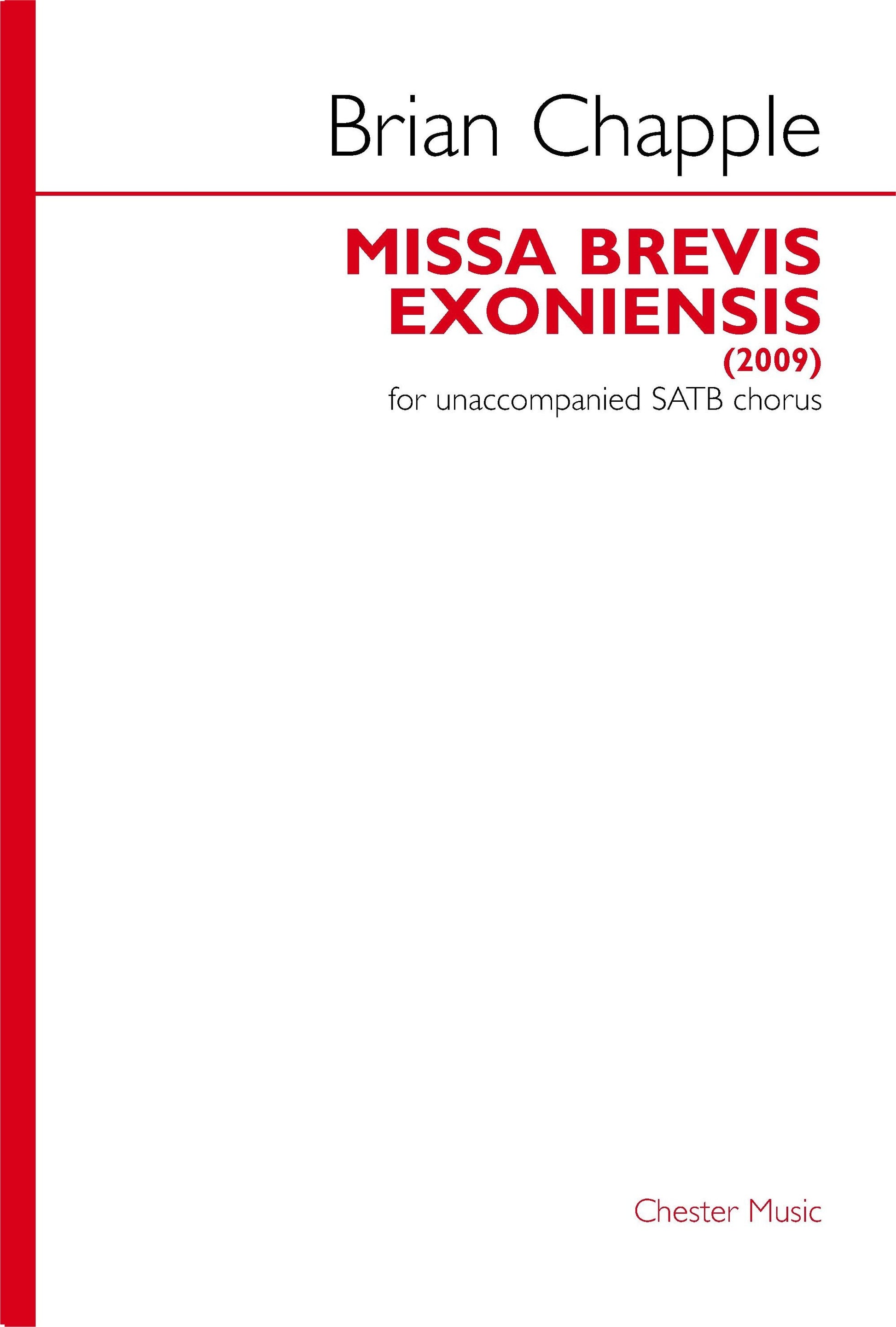 Missa Brevis Exoniensis de Brian Chapple, Livre pour sATB