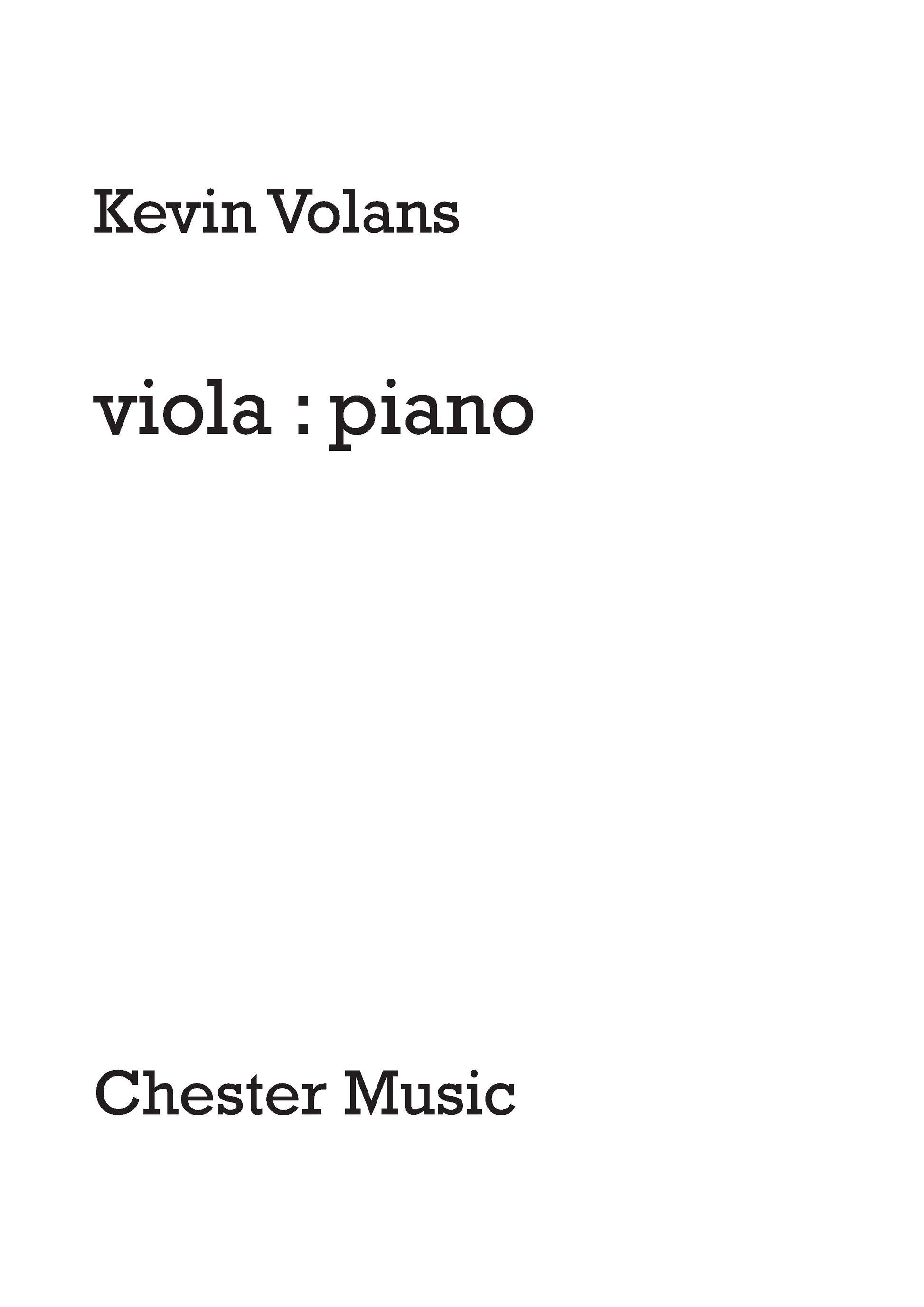 viola:piano de Kevin Volans, Livre pour alto et Piano