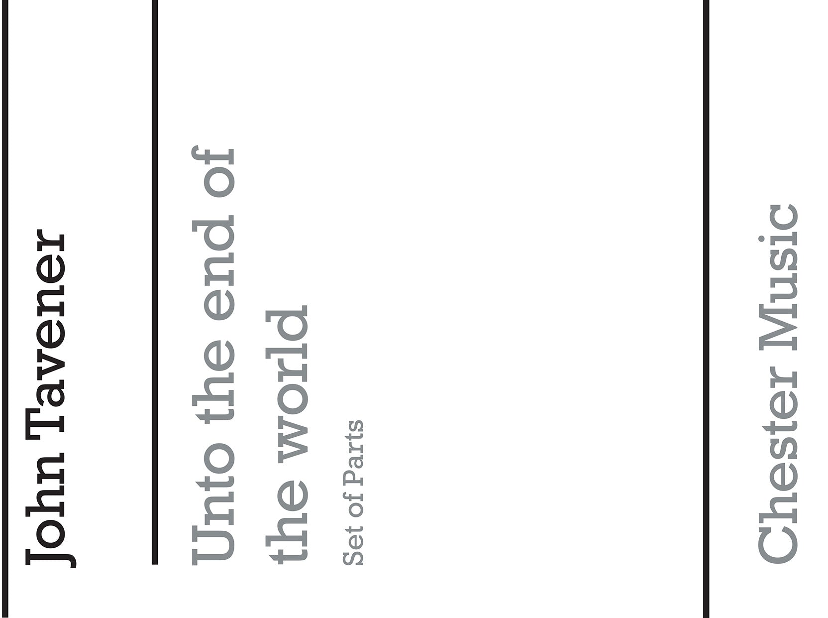 Unto The End Of The World de John Tavener, Livre pour flûte et Clarinette et Percussion